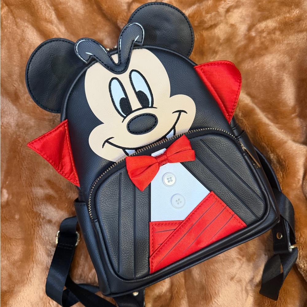 Disney Vampire Mickey Mouse Black and Red Cosplay Loungefly Backpack